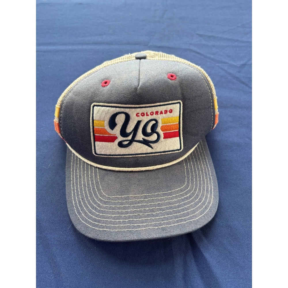 YoColorado Retro Trucker Hat Gray Tan Mesh Snapback Colorado Sunset Patch Cap